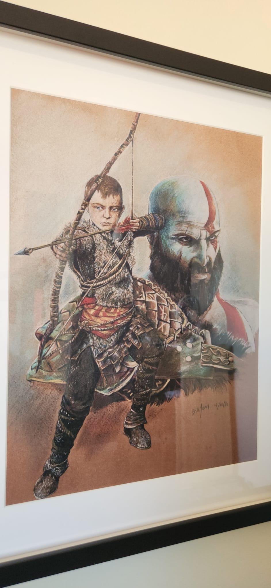 Cadre en Bois : Kratos et Atreus
